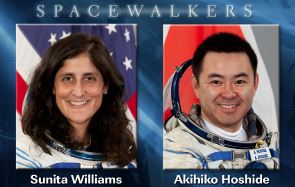 unita Williams och Aki HoshideBild: Sunita och Aki ska utföra dagens rymdpromenad. Man skulle kunna säga att Sunita Williams har en liten koppling till Sverige, hon har nämligen flugit med Christer Fuglesang tidigare