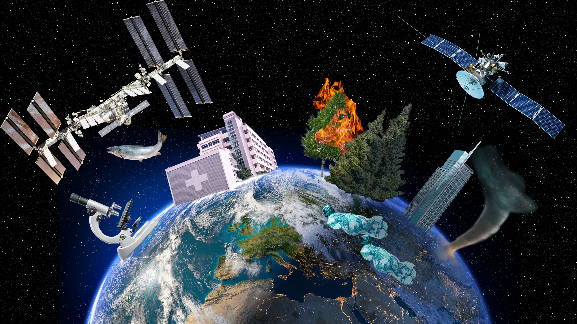 Kollage med satellitbilder