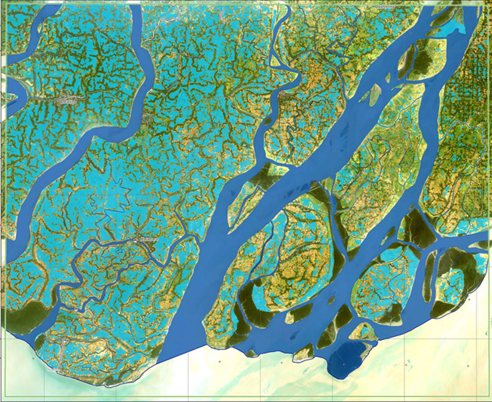 Satellitbilder över Barguna i Bangladesh på över 85 000 hektar.