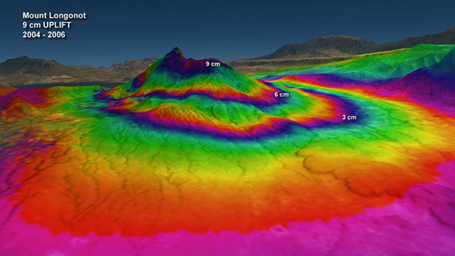 Satellit ser landhöjning av slocknad vulkan