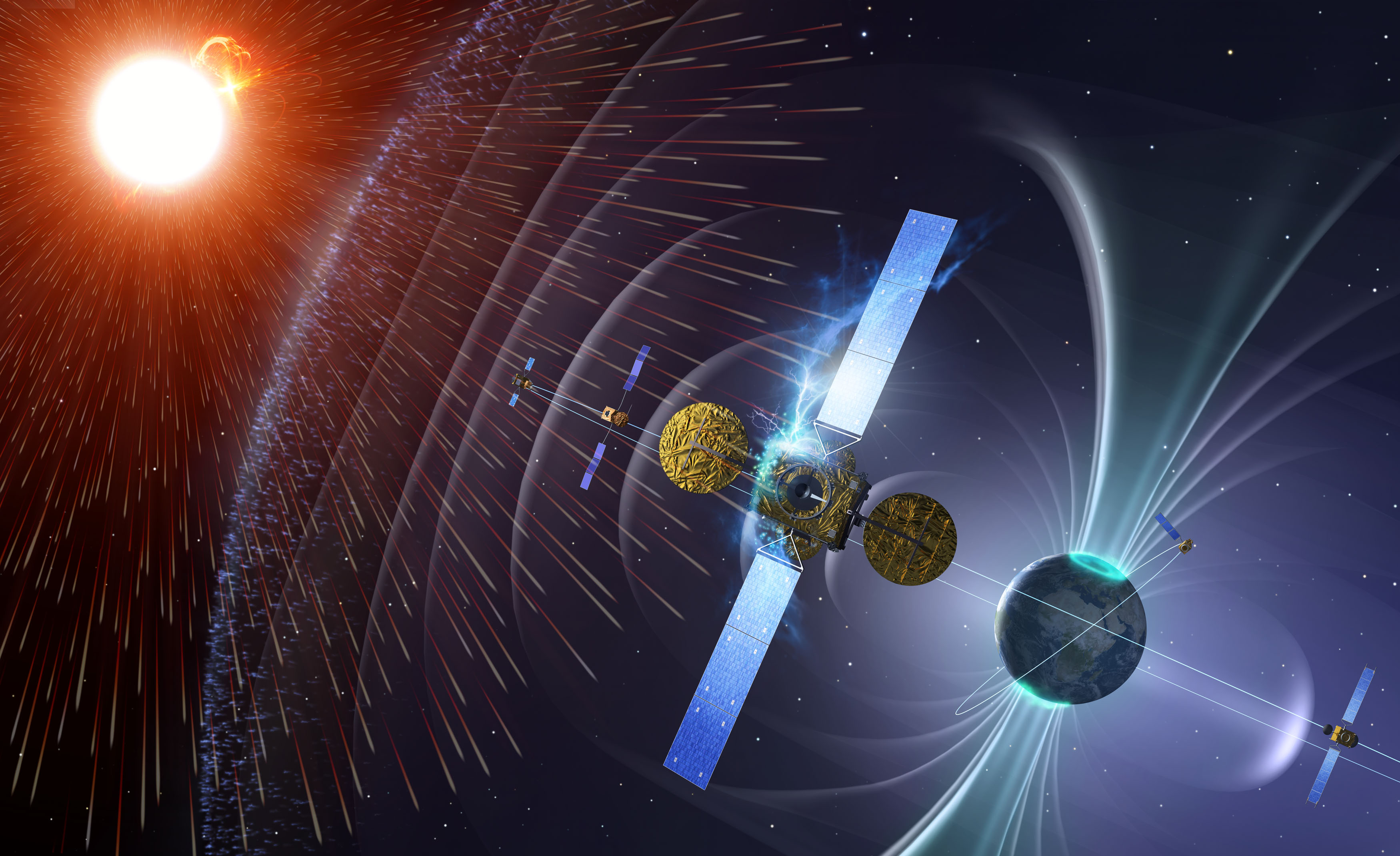 Att förstå och förutsäga rymdvädret är viktigt eftersom det kan påverka många samhällsfunktioner. Bland annat rymdbaserade telekommunikationer, radio och TV, meteorologiska observationer, satellitnavigering med mera. Källa: ESA-P. Carril.