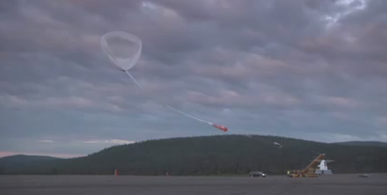 Heliumballongen som ska lyfter rymdteleskopet. När ballongen når sin maximala storlek är den dubbelt så stor som Globen.