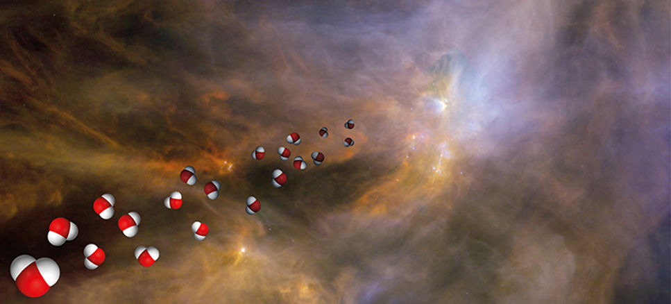 Vattenmolekyler i interstellärt stoftmoln