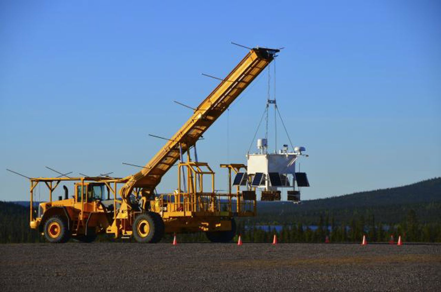 The NASA ‘super-pressure’ balloon payload suspended from the Hercules launch vehicle.