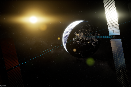 Space-Based_Solar_Power_for_Earth_s_energy_needs Foto ESA.png Illustration av solpaneler i rymden