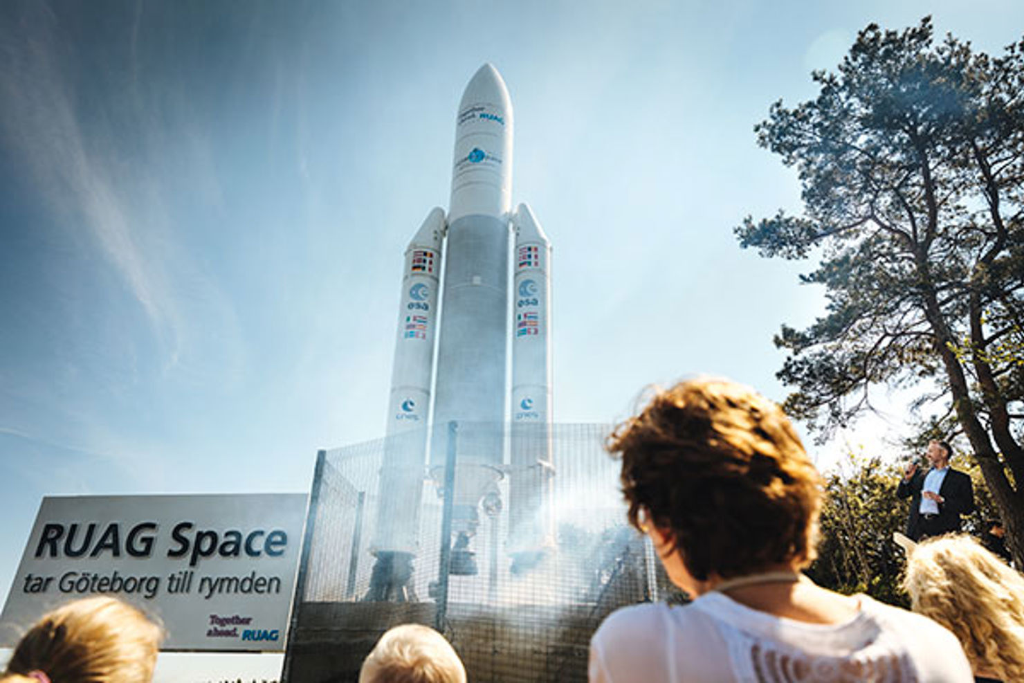 RUAG Spaces tio meter höga raket i Göteborg