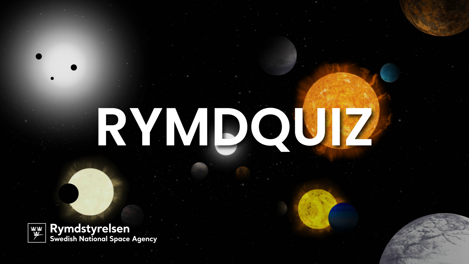 Rymdquiz mot svart bakgrund