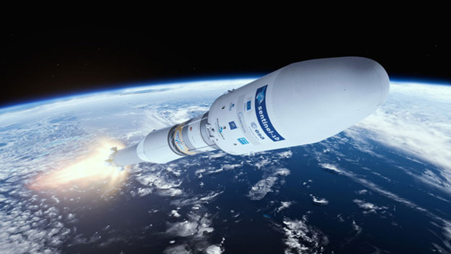 sentinel-1b_on_soyuz_large_0.jpg Animerad bild av Sentinel-1Bs resa till rymden förmodligen kommer att se ut.