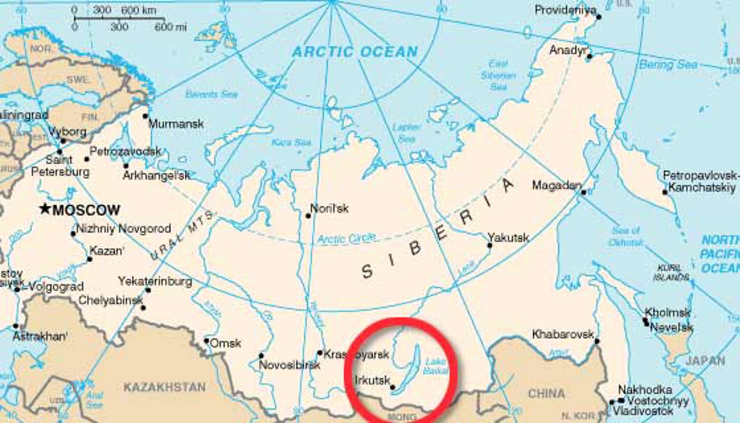 Karta över Ryssland