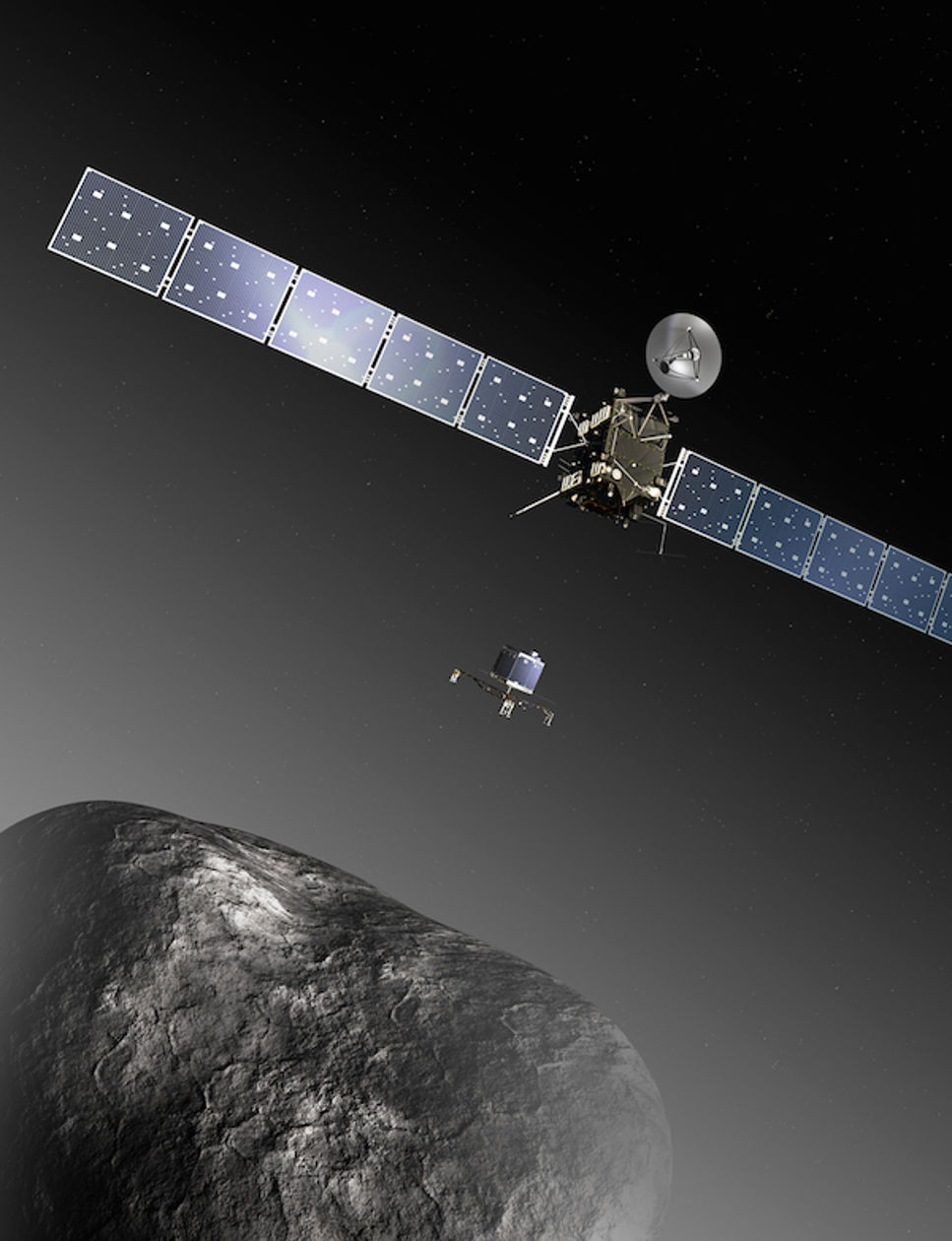 Rosetta och landaren Philae vid kometen Chury