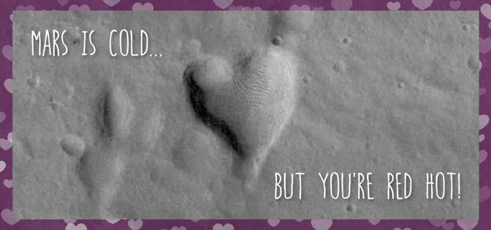 Skicka en kärlekshälsning med rymdmotiv på Alla hjärtans dag.