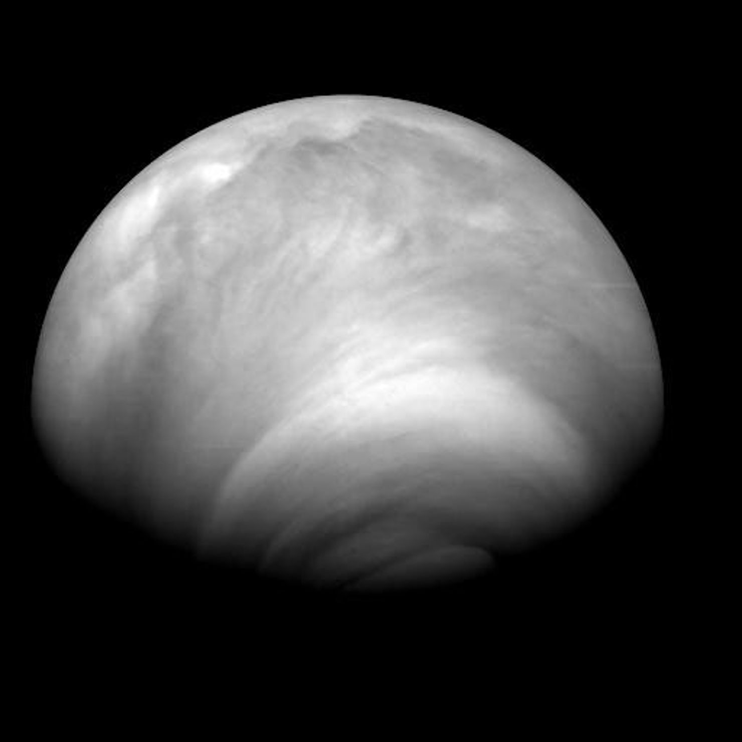 Bild på Venus atmosfär tagen från satelliten Venus Express.