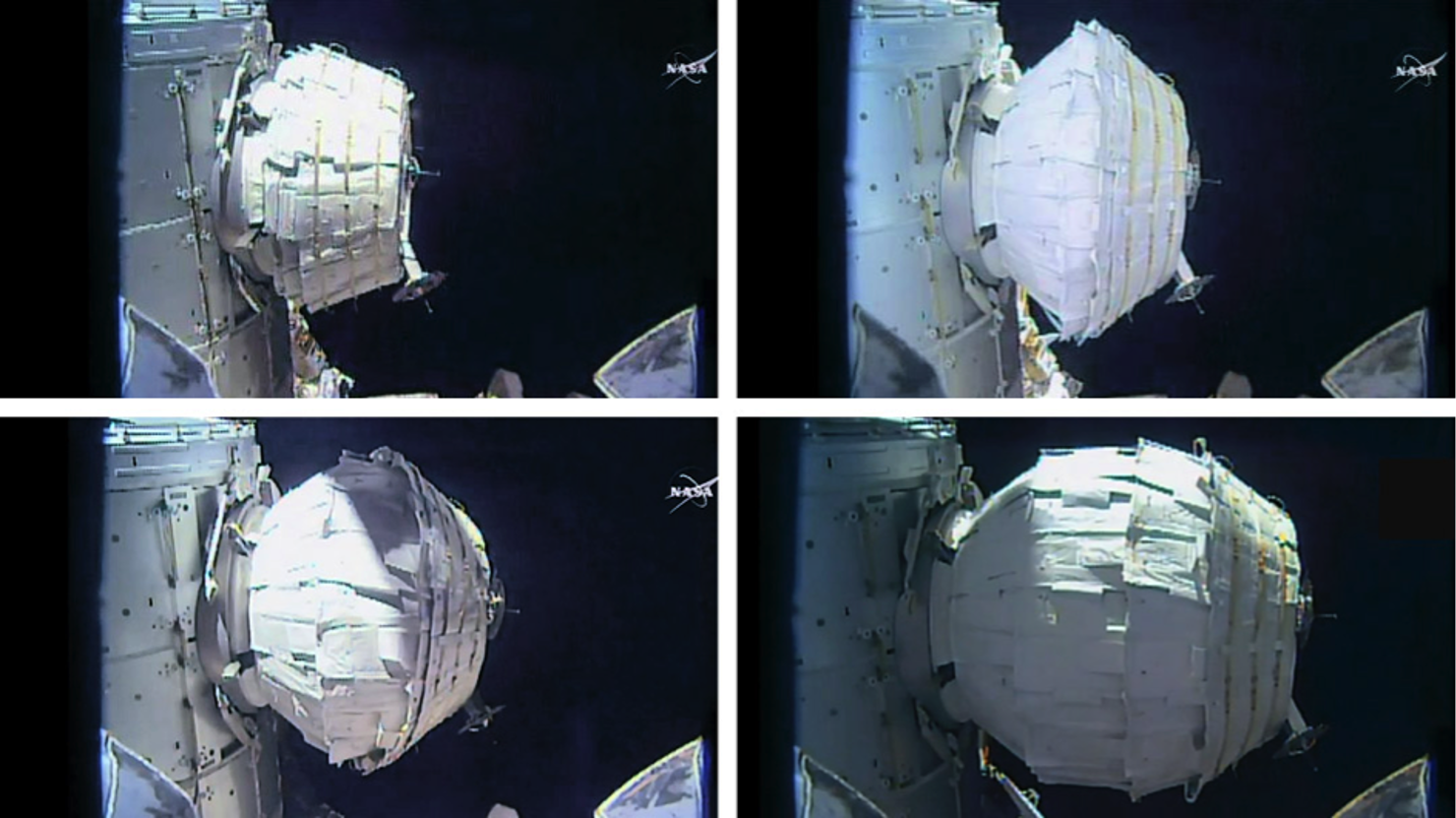 Rymdstationens nya del, BEAM, blåses upp till sin fulla storlek.