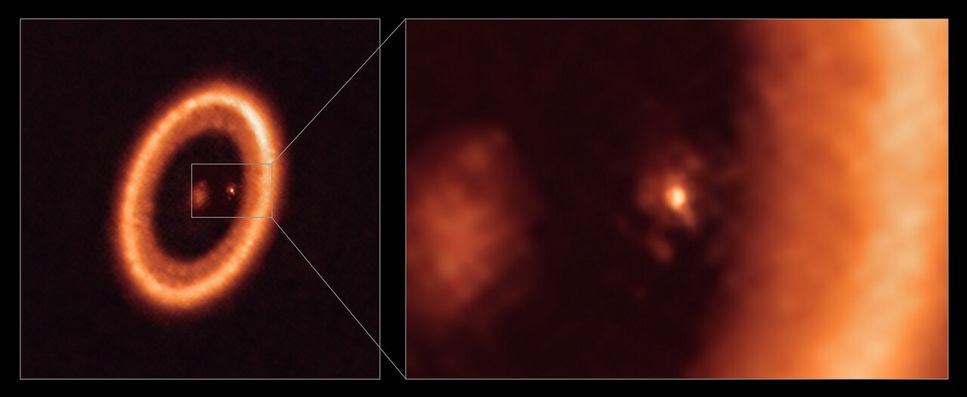 Bild av hur en måne bildas vid en exoplanet