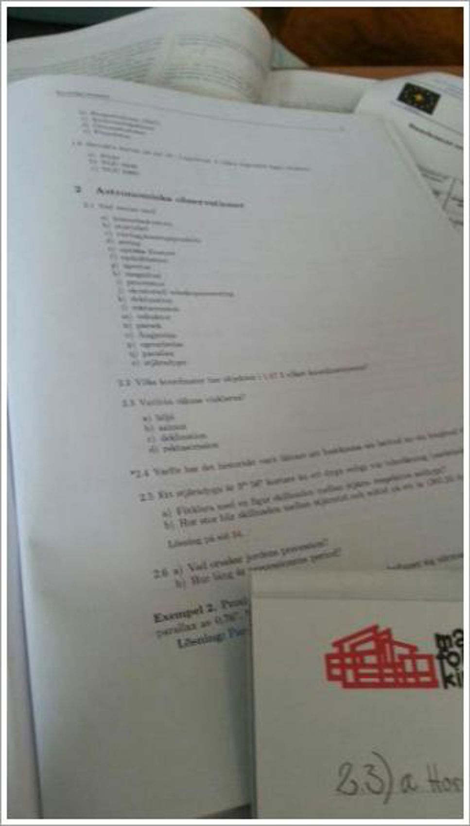 Exempel på några av uppgifterna under veckan