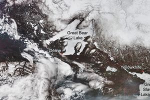 Great_Bear_Lake_and_Great_Slave_Lake (1).jpg CryoSat mäter tjockleken på sjöisar