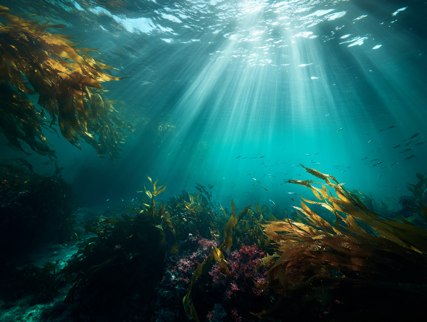 Undervattensbild.png Undervattensbild där man ser fiskar och alger