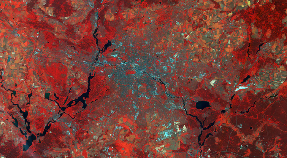 Satellitbild tagen av Sentinel-2A över Berlin.
