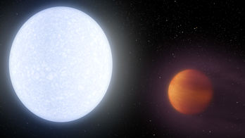 Illustration av den varma exoplaneten Kelt-9 b