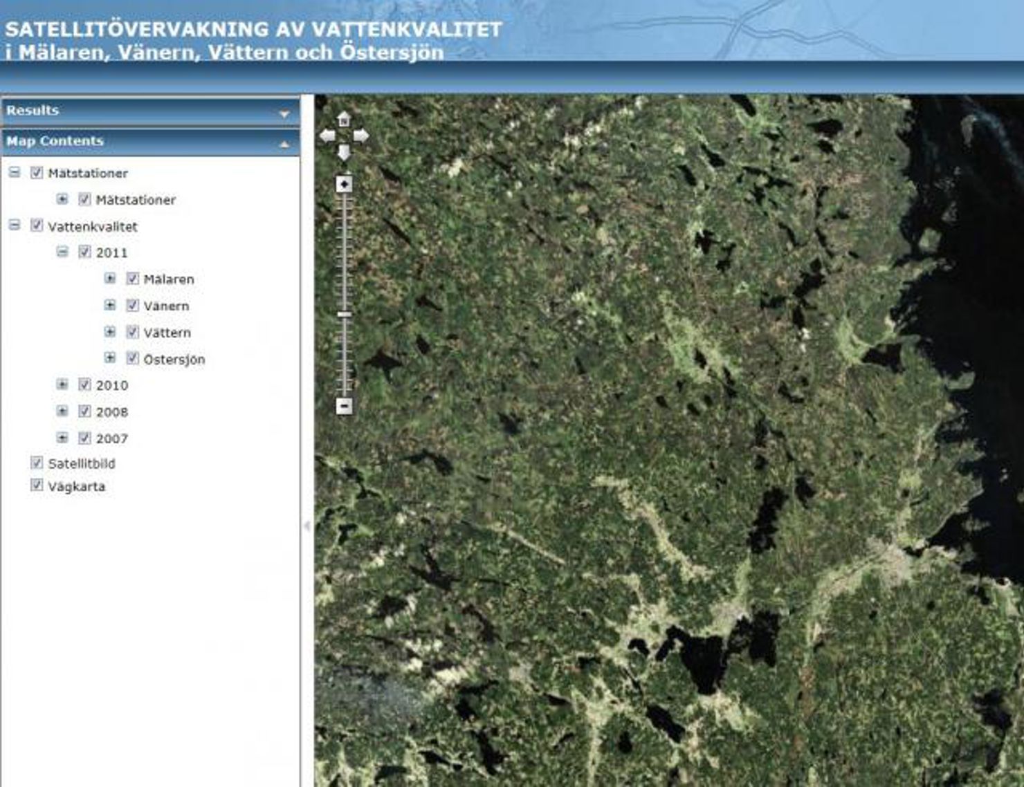 satellitovervakning.jpg Koncentrationskartor för Mälaren, Vänern och Vättern.