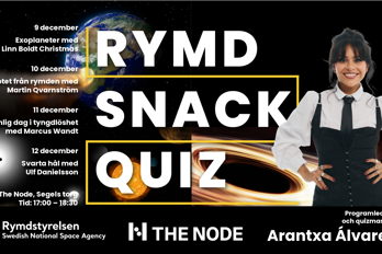 Quizkvällar på The Node alla (1).png En bild med flera rymdmotiv och texten Rymd Snack Quiz