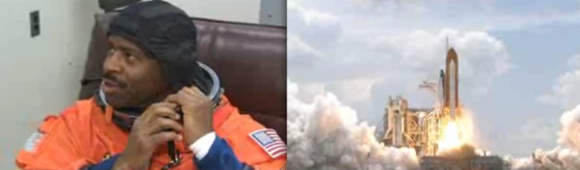 Astronaut leland d. melvin, rymdfärja som lyfter