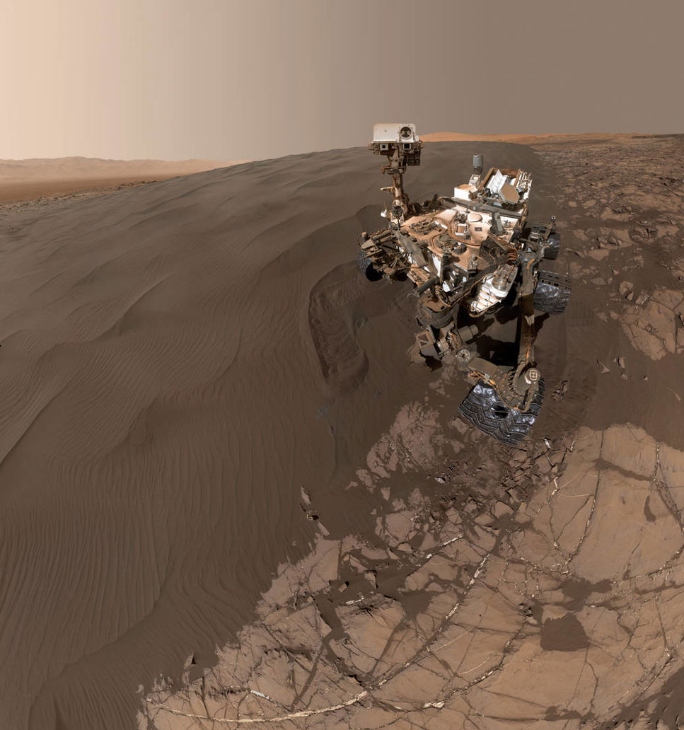 Illustration av Curiosity på Mars yta