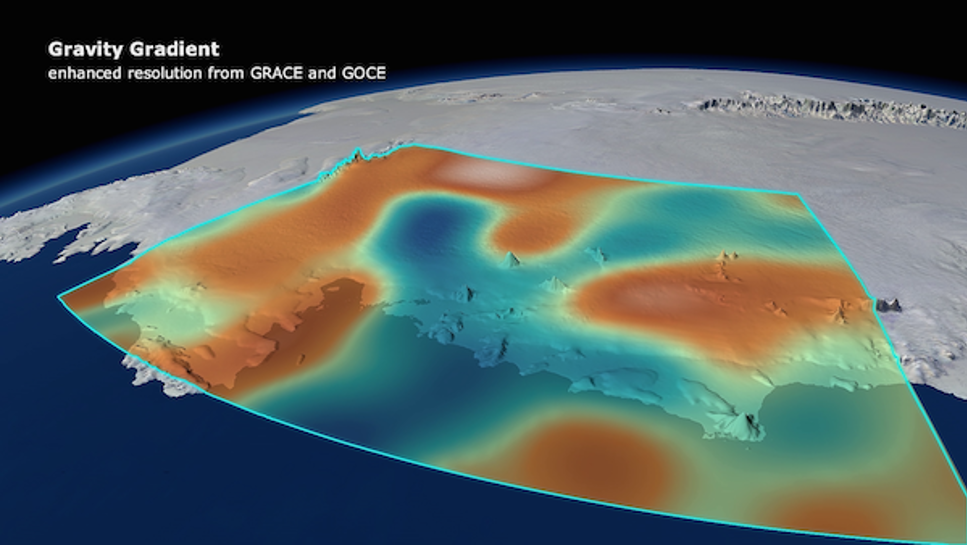 Antarktis isavsmältning påverkar jordens gravitationsfält