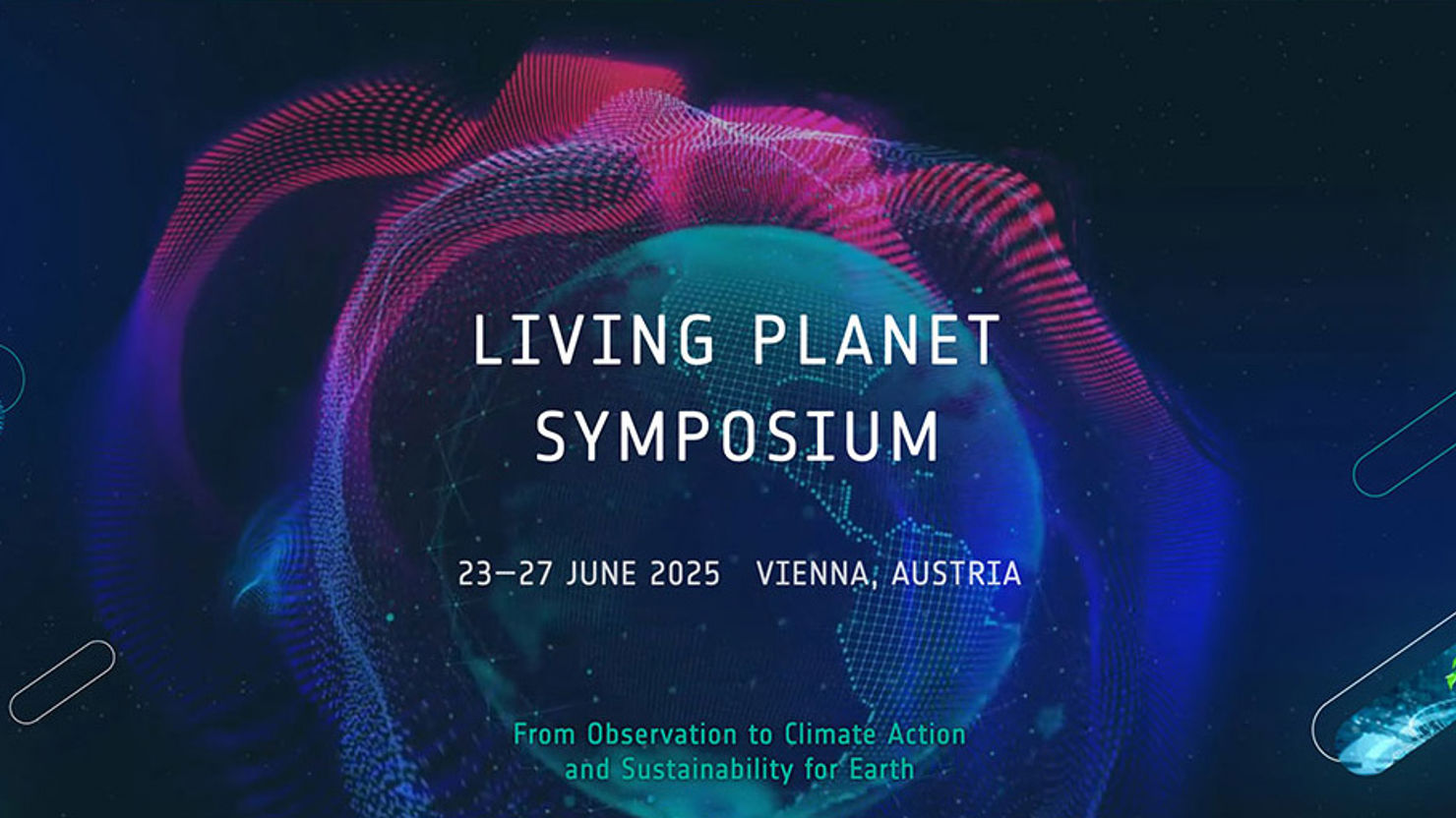 En färgglad bild med texten Living planet symposium