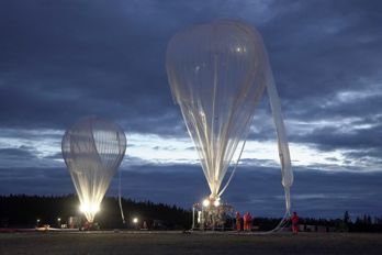 Franska rymdorganisationen CNES stratosfärballong lyfter från Esrange i Kiruna.