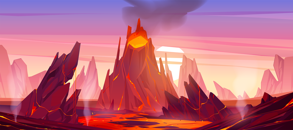 Illustration av vulkaner