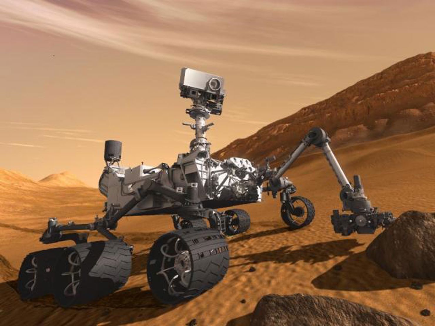 Så här tror man att det kan se ut när Curiosity är på plats på Mars.