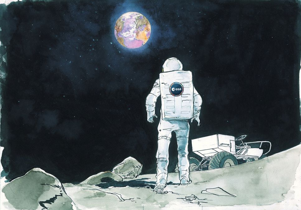 Tecknad astronaut
