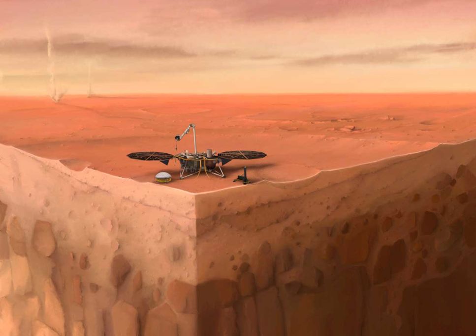 Konstnärens koncept av NASAs InSight lander på Mars