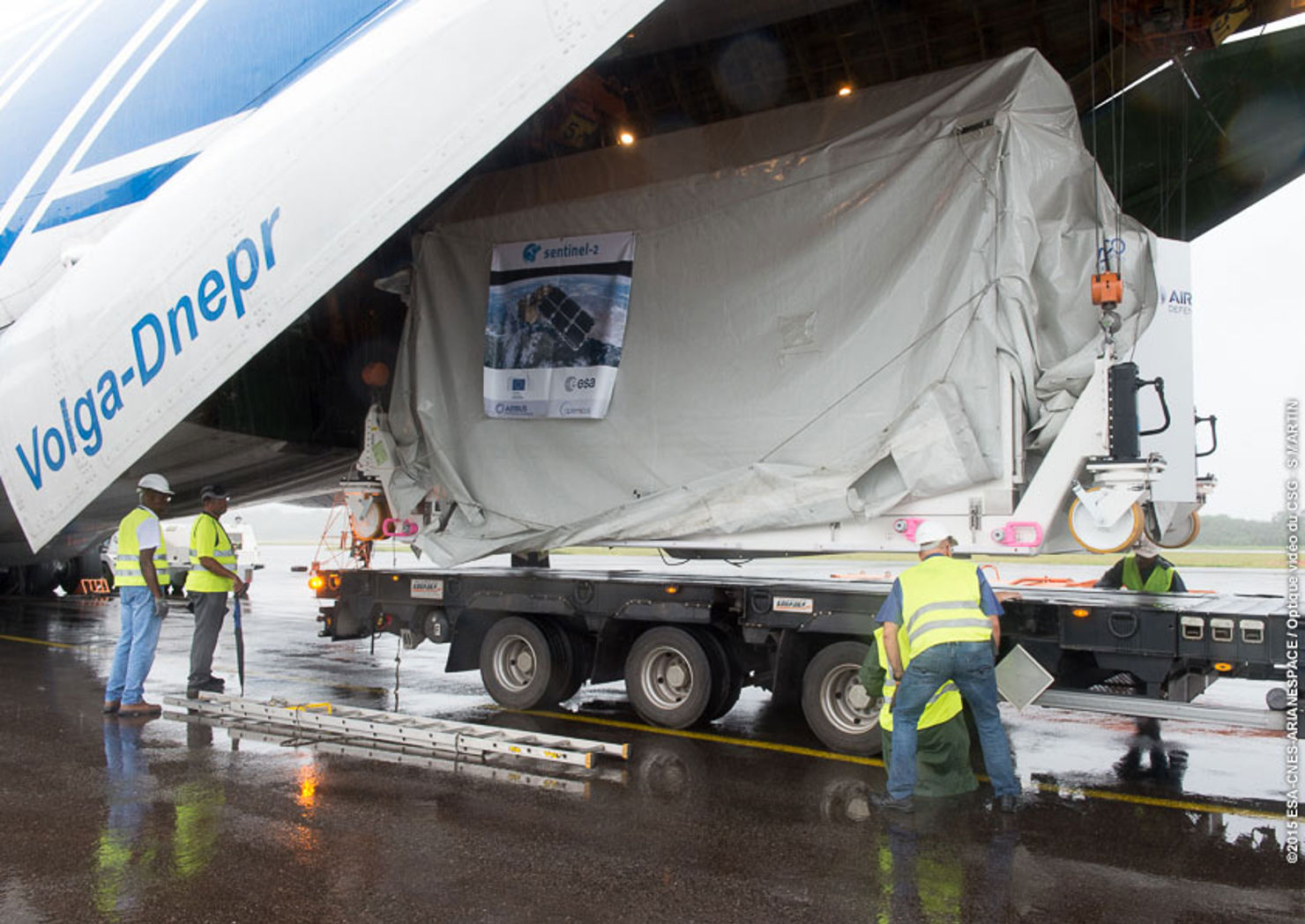 Satelliten Sentinel-2A är nu på plats i Franska Guyana.