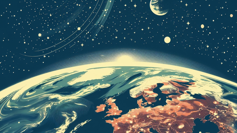 Illustration över jorden och norra Europa