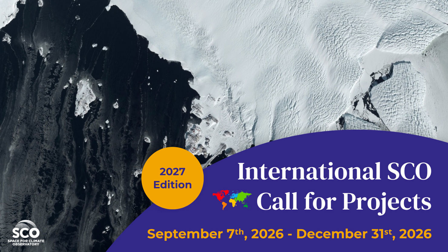 SCO 2027.jpg En satellitbild med texten International SCO Call for Projects.