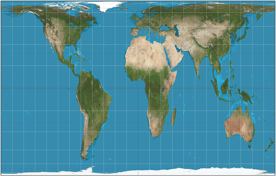 Hur avbildar man en rund jord på en platt karta?