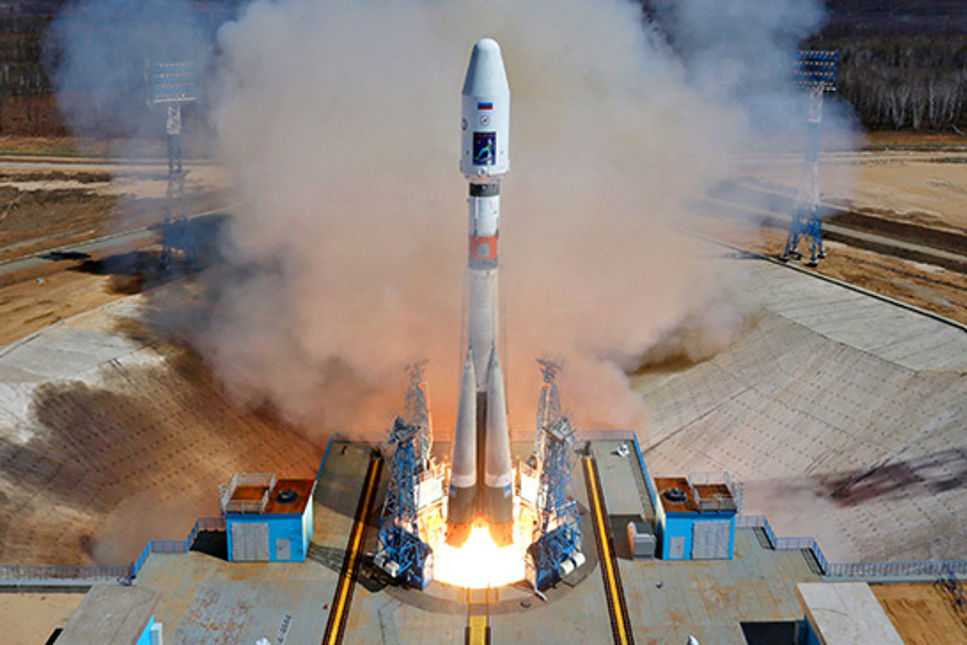 Mats skickas upp från ryska raketbasen Vostochny