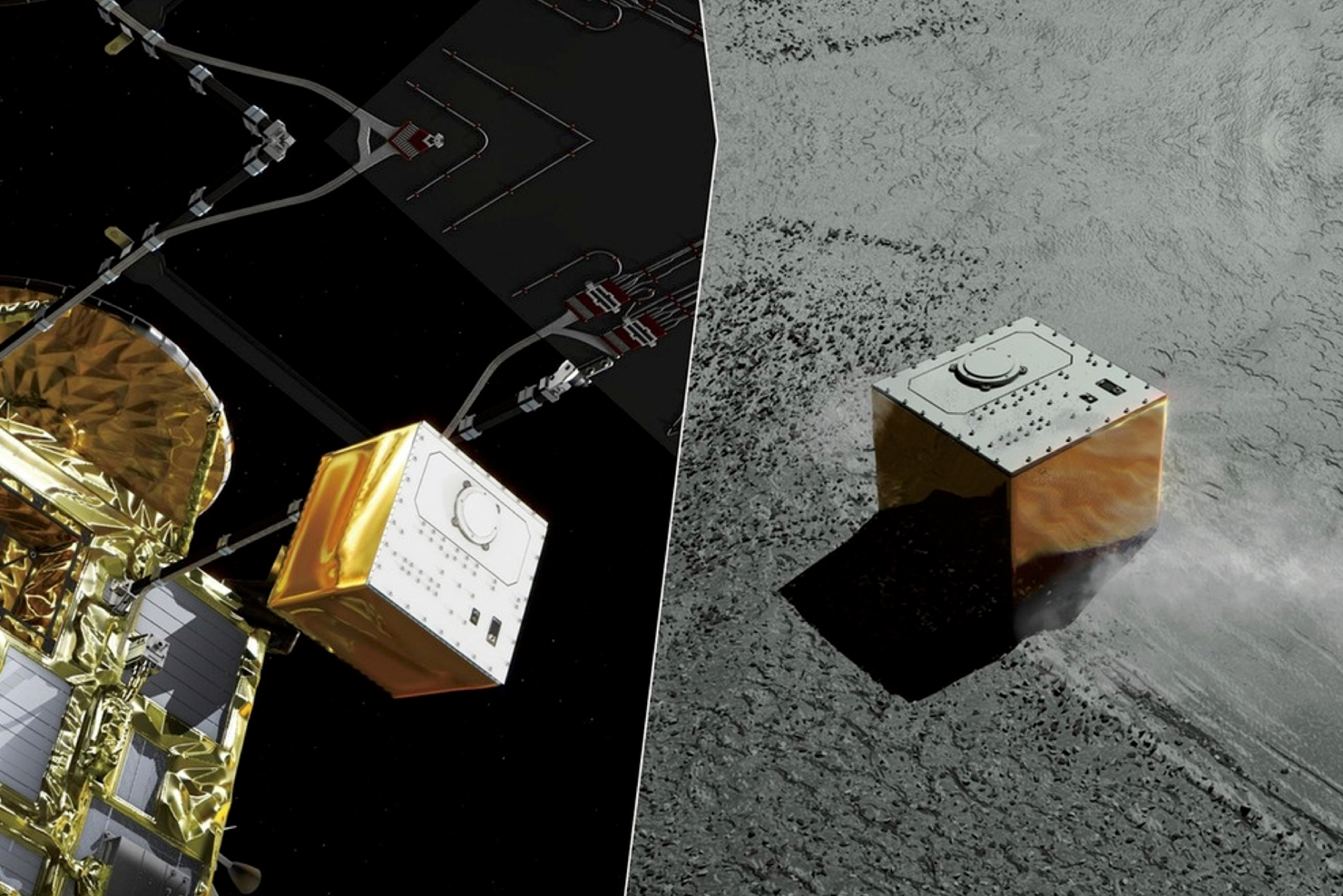 Asteroidlandaren Mascot släpps från moderfarkosten