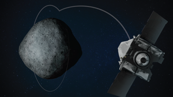 Illustration asteroiden Bennu med OSIRIS-REx