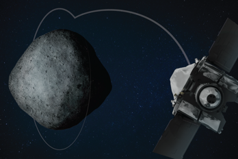 Illustration asteroiden Bennu med OSIRIS-REx