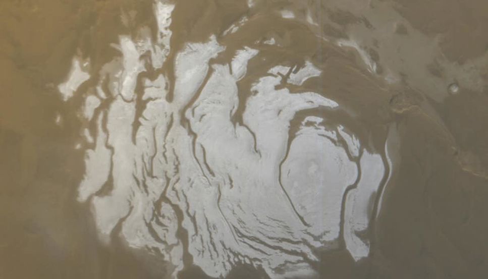 Istäcket på Mars sydpol.