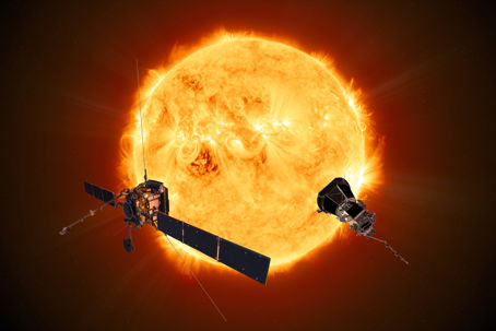 Illustration av Solar Orbiter och Parker Solar Probe