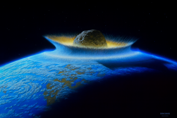 ARC NASA Don Davis.png En stor asteroid som slår ner på jorden.