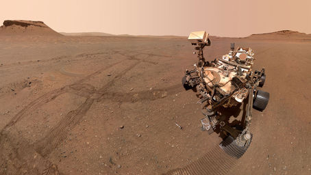 Perceverance på Mars med stenprover.