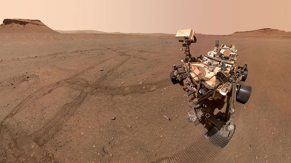 Perceverance på Mars med stenprover.