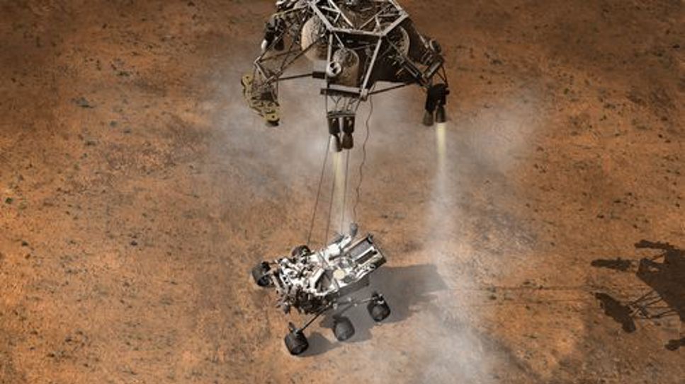 Curiosity sänks ner på Mars