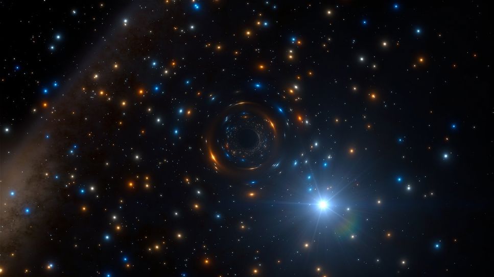 Illustration av ett inaktivt svart hål  som nyligen upptäcktsav astronomer i Chile.