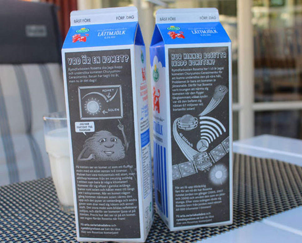 Rosetta på Arlas mjölkpaket